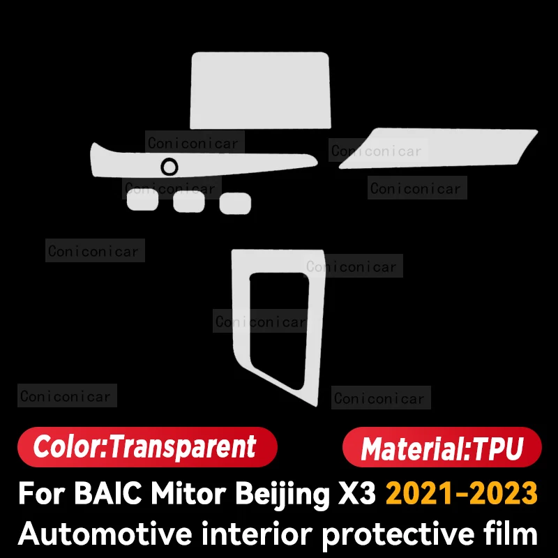 For BAIC BEIJING X3 2021-2023 Car Interior Center Console Instrument Dashboard Protective Film Anti-scratch Sticker Accessories