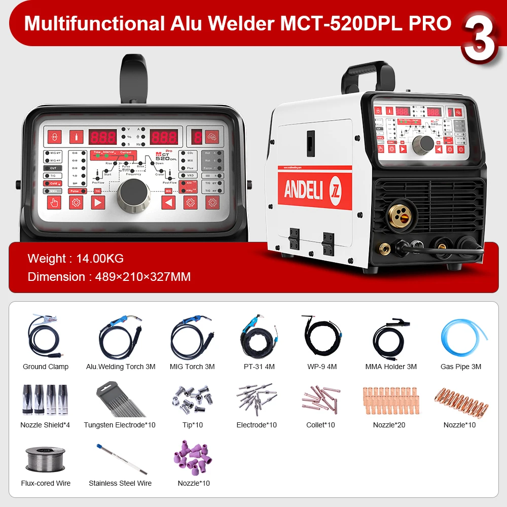 2026 Andeli 6 in 1 MIG,CUT,TIG,Cold, MMA Aluminium Welding Machine Multifunctional Welder Made Specially view 6