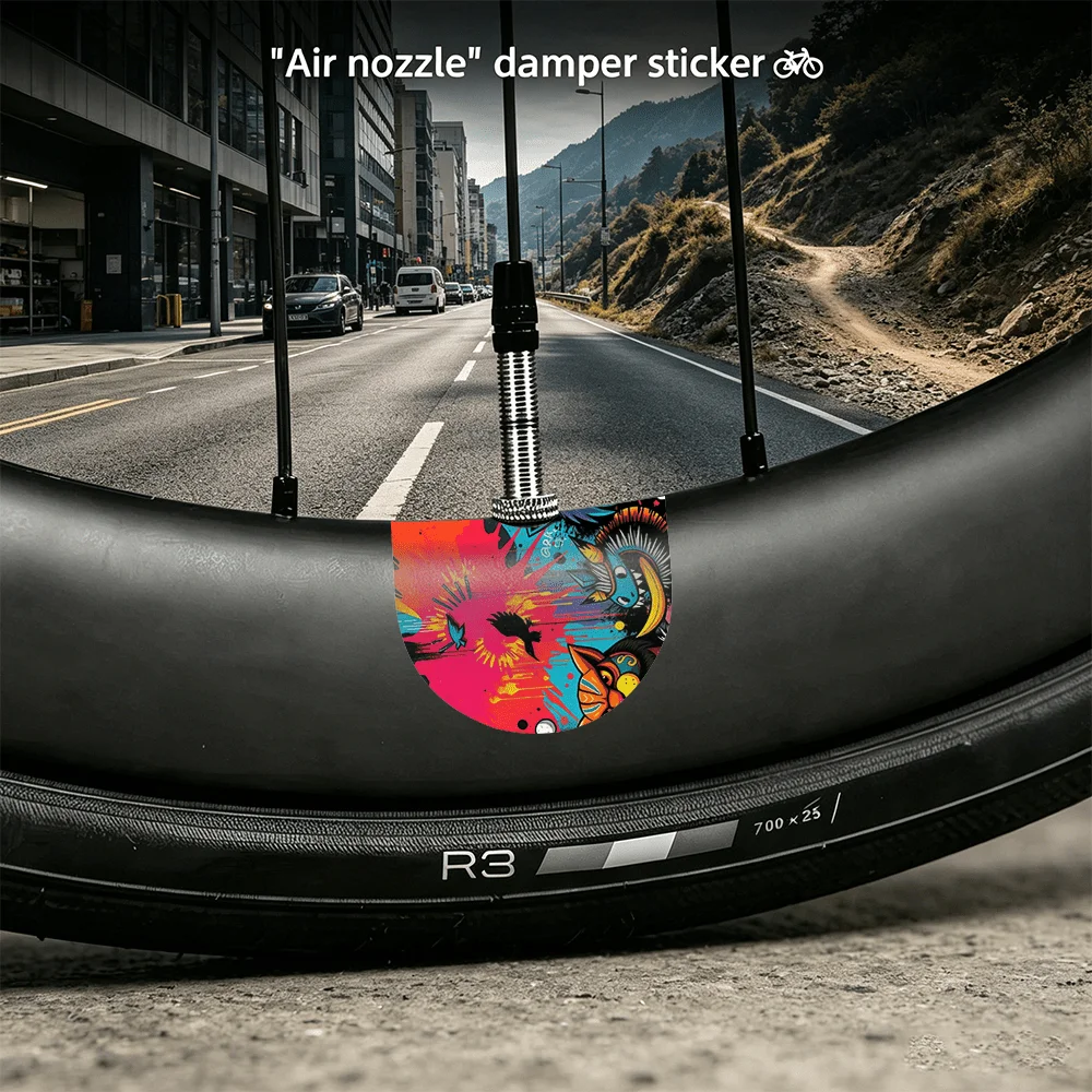8Pcs Color Splash Graffiti Cat Bike Tire Valve Stickers, Waterproof Vinyl Wheel Air Valve Decor Decals for Cycling Accessories