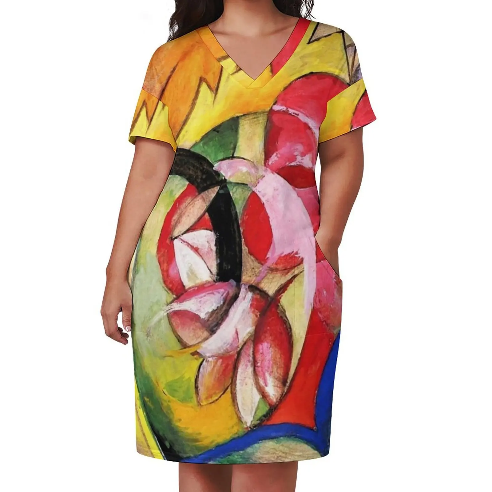 Franz Marc Abstract Flowers Loose Pocket Dress Party dresses Women's summer dresses