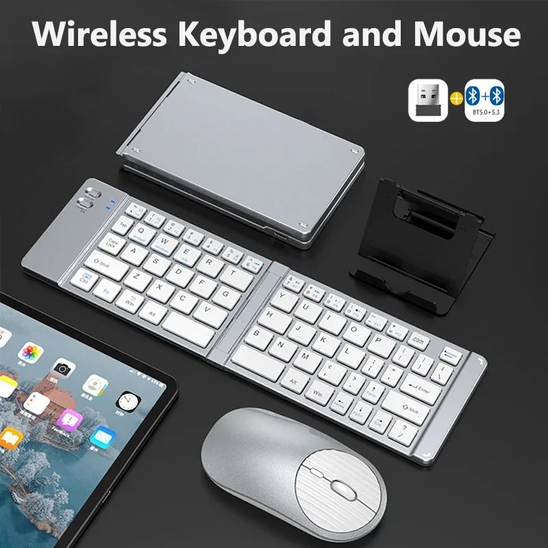 Mini Wireless Keyboard and Mouse Bluetooth Portable Folding Keyboards 2.4G for Windows Android IOS Tablet iPad Phone