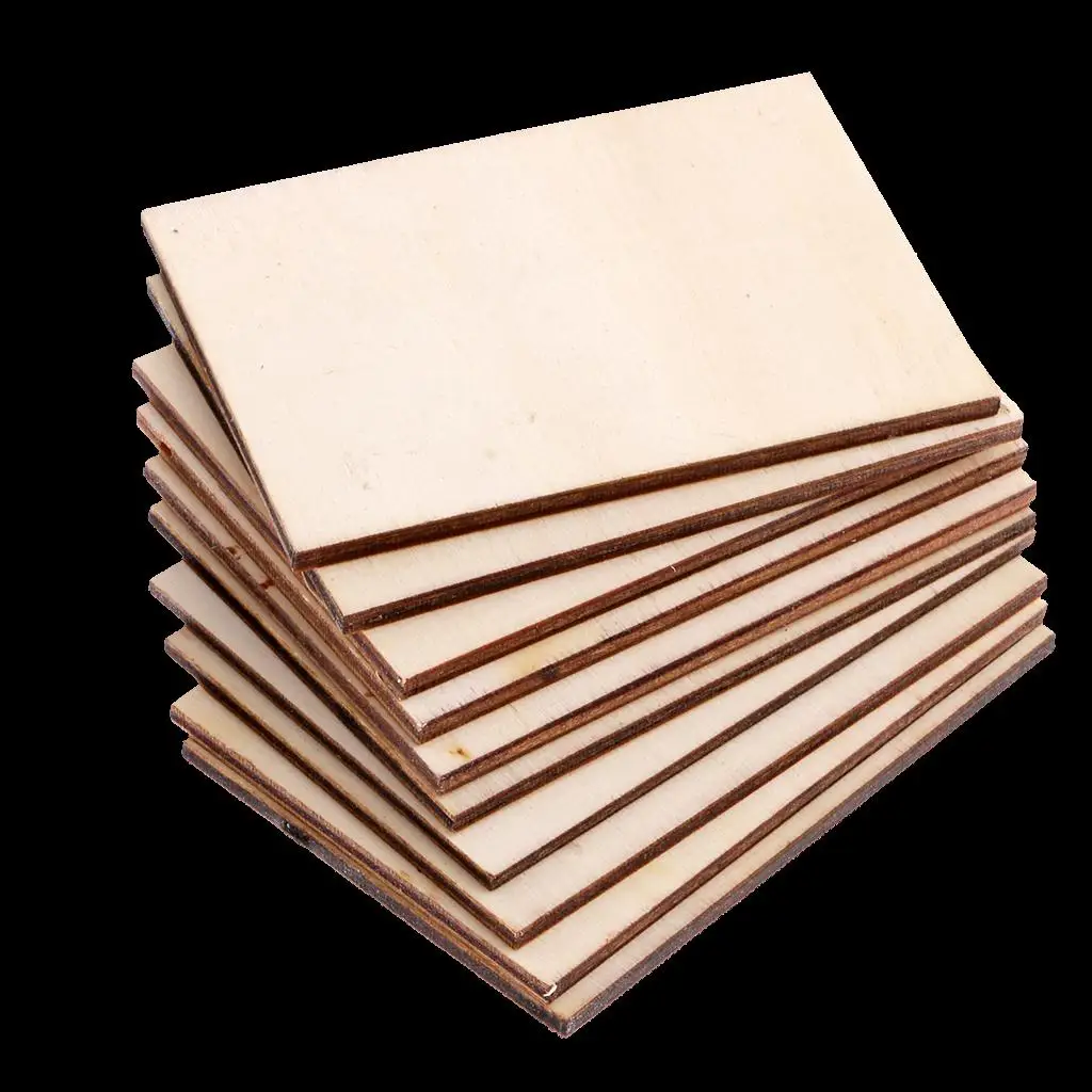 10pcs Blank Wood Business Card Wooden Unfinished Wood Plaque Craft