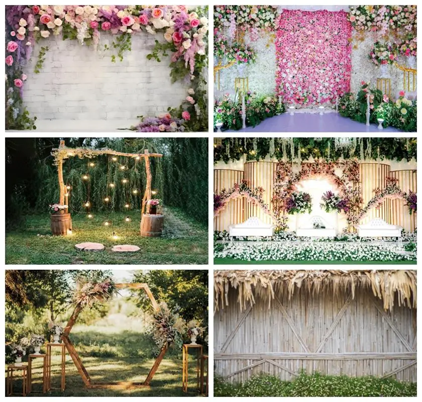 

Laeacco Rustic Style Wedding Backdrop Outdoor Arch Doors Engagement Ceremony Park Forest Wedding Portrait Photography Background