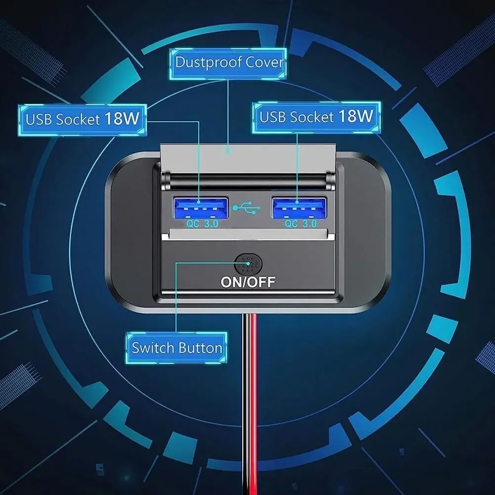 Auto ladegerät Steckdose Dual QC 3,0 Ausgangs anschlüsse Steckdosen für VW T5 T6 Wohnmobil Wohnmobil Wohnmobil