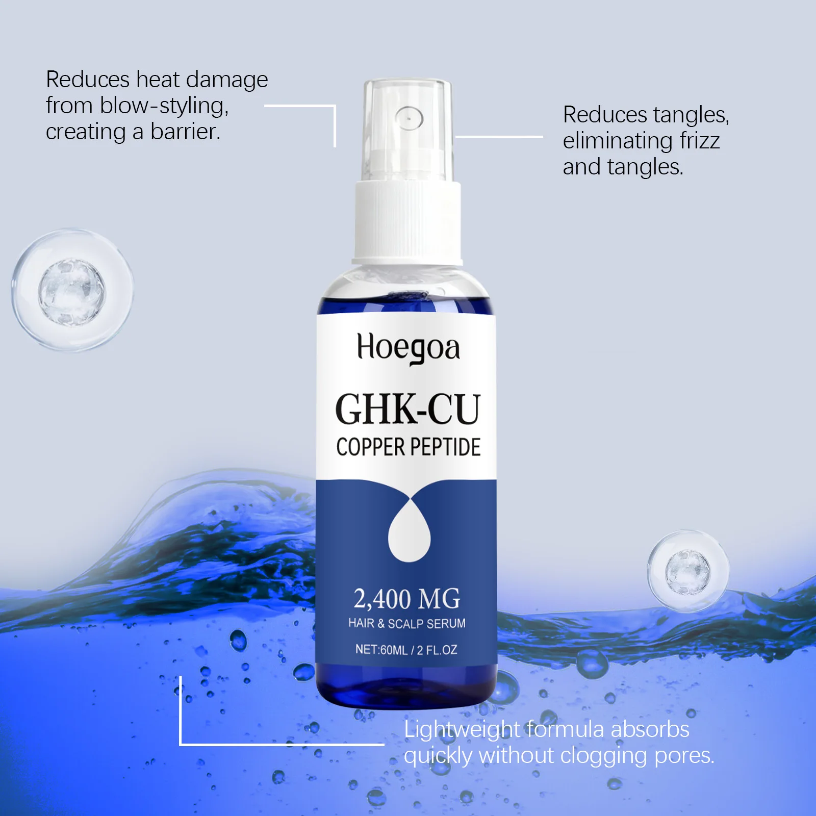 Ghk-Cu Kupferpeptid für Haarwuchs Kopfhaut-Serum Feuchtigkeitsspray Schnell Einziehend Weichheit Glanz Fortschrittliche Nachwuchsbehandlung