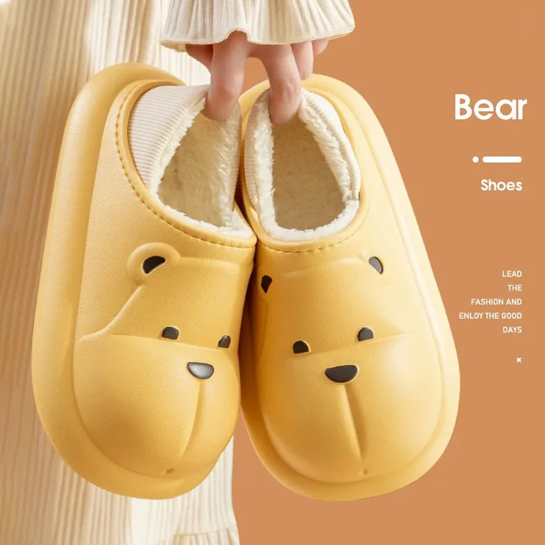 Couple women\'s bags bear cotton slippers women\'s winter wear Internet celebrity cotton men shoes waterproof and velvet holiday