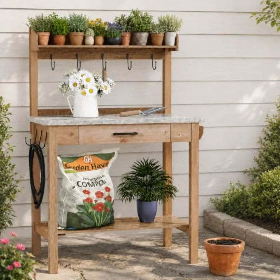 Potting Bench with Storage Drawer