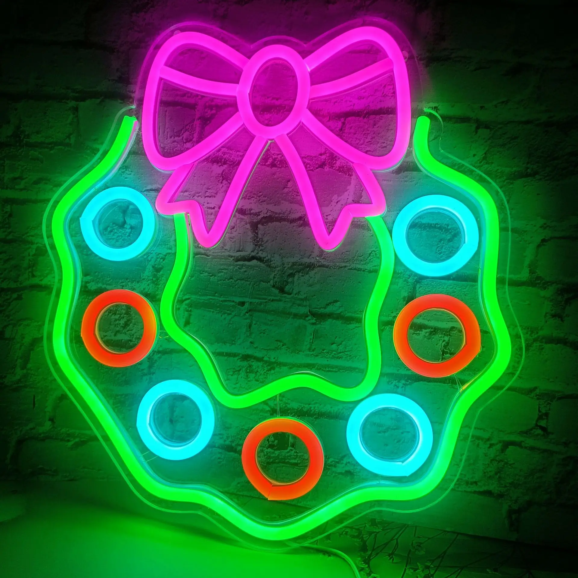 2Pcs/Lots Neon Christmas Tree Glowing Decorative Lights Wind Chimes Butterfly Love Holiday Decoration