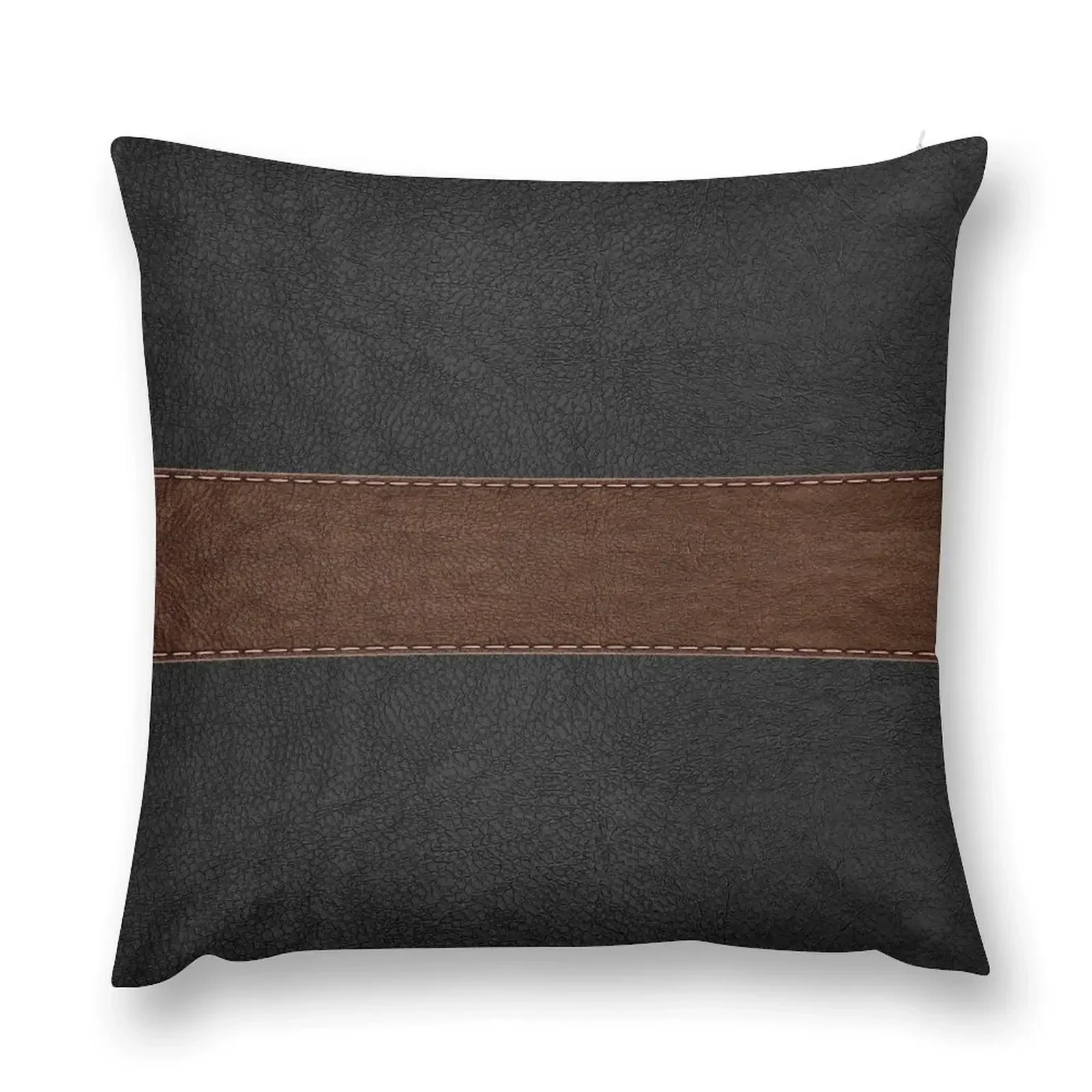 

Image of a Black Brown Faux Leather Stripes Throw Pillow Throw Pillow Covers Sofa Decorative Covers pillow