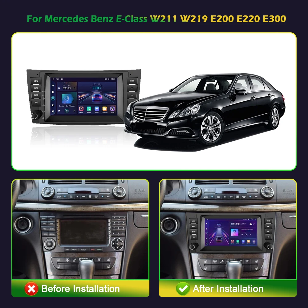 Android 13 For Mercedes Benz E-Class W211 W219 E200 E220 E300 Car Radio Multimedia Navigation Wireless Carplay Stereo