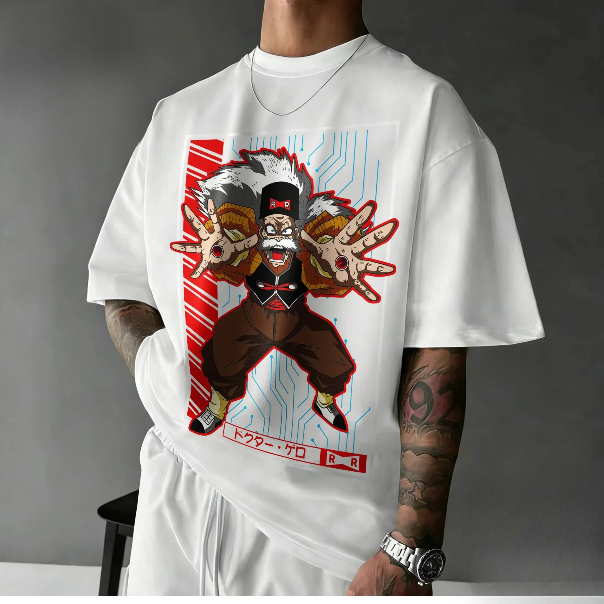 Camiseta Retro de Anime Dragon Ball, Talla Grande, Nueva Colección Verano 2026, Diseño Gráfico Retro del Dr. Gero, Camiseta Informal Holgada de Algodón