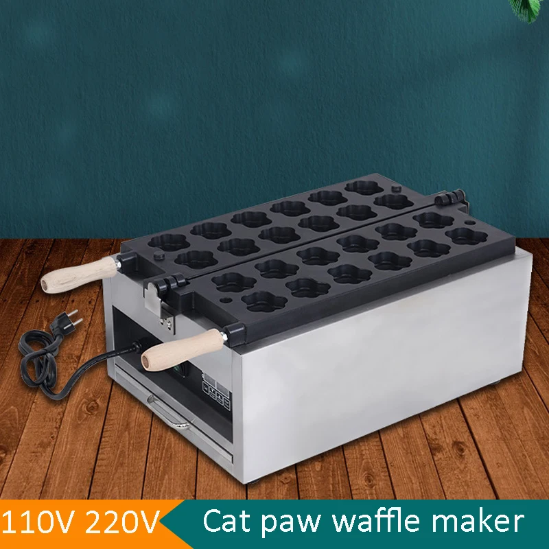 Digital Display 12PCS Cat Claw Waffle Machine 110/220V Electric Cute Bear Tiger Claw Shaped Nonstick Plate Cake Baking Machine