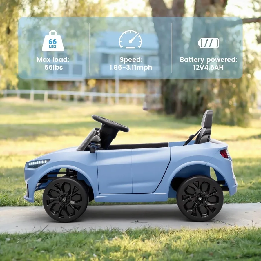 Electric Ride On Car for Kids, 12V Electric Toddler Car with Remote Control, Ride on Toys for Kids with LED Lights, Music Player