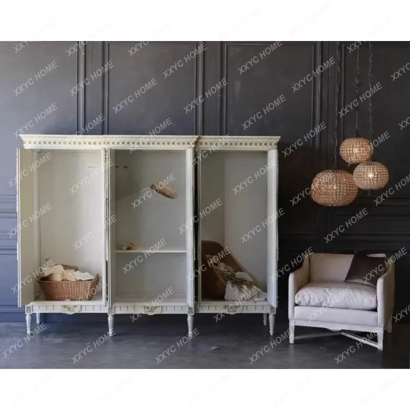 M Solid wood furniture, retro and old carved wardrobe, antique and old carved wardrobe
