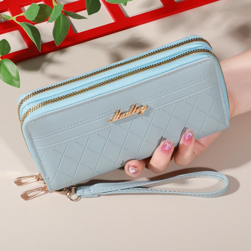 Zip Around Long Wallet, Women's Fashion Letter Detail Wristlet, Versatile Phone Wallet With Zipper Pocket