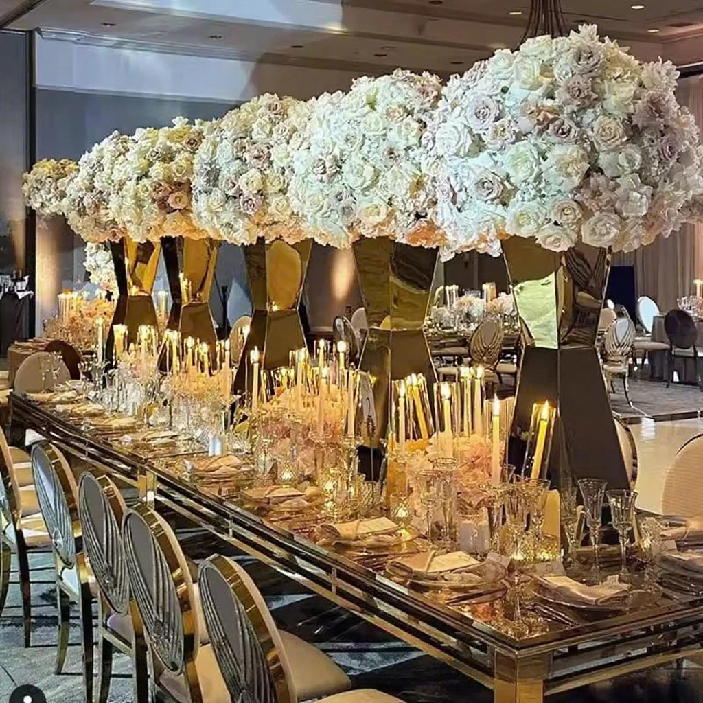 

Wedding props gold stainless steel table flower pot birthday party wedding hotel decorations ornaments