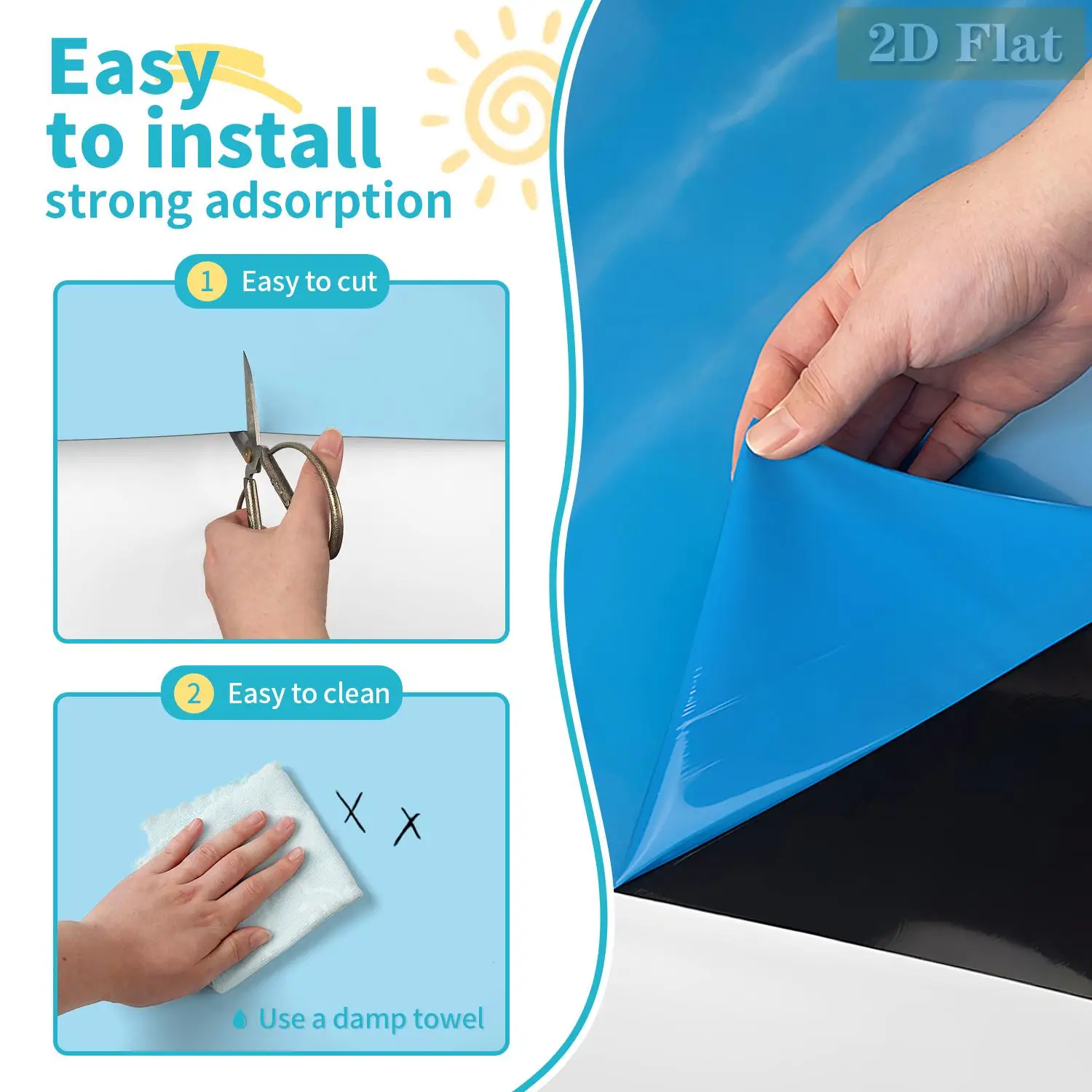 1 pçs luz azul arqueado decorativo quadro branco magnético adesivo de parede, auto-adesivo, fácil de remover, decoração da sala de estar