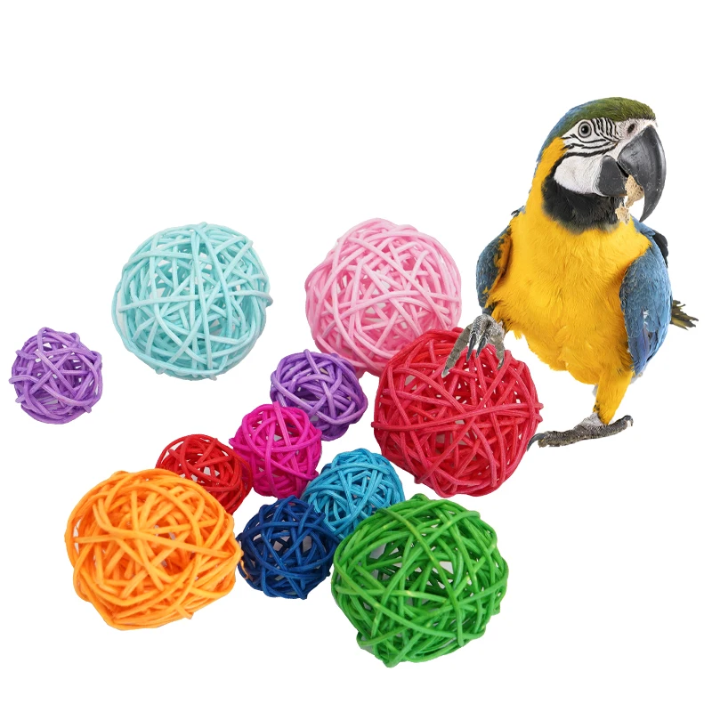 Pet Bird Toys Chewing Toys Bird Rattan Ball Toy For Parrot Budgie Parakeet Cockatiel Chewing Playing Toys Parrot Cages Toys 5pcs