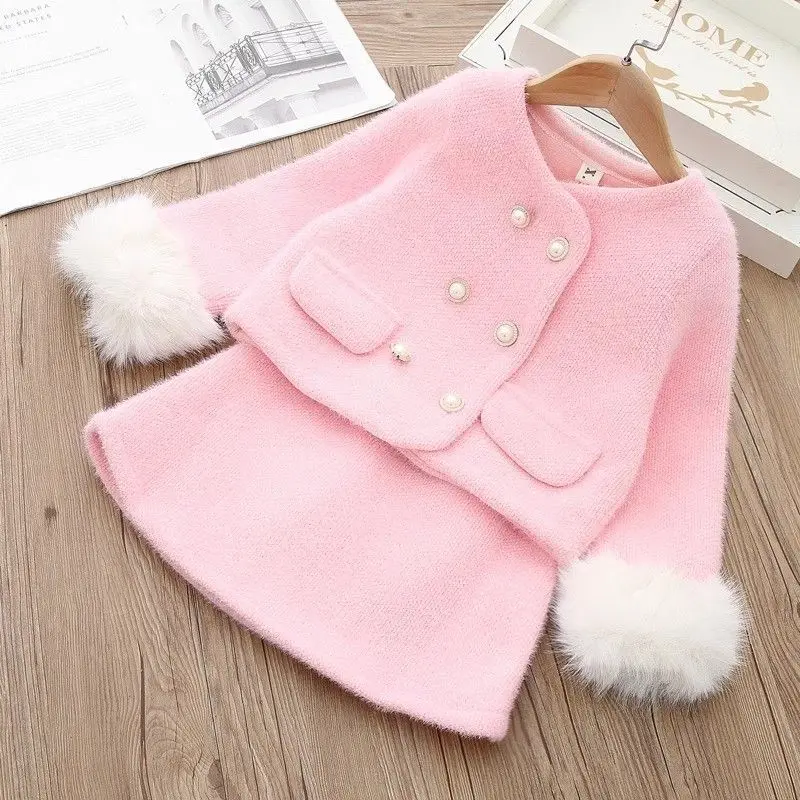 

Girls Clothes Set for Children's Winter Thick Sweet Princess Two Piece Clothing Set Kids Girl Thicken Warm Suit Outfits 3-7Y