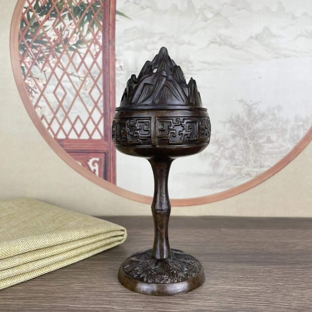 Antique alloy copper Panlong Boshan stove Boshan incense burner indoor agarwood living room home incense burner zen creative orn