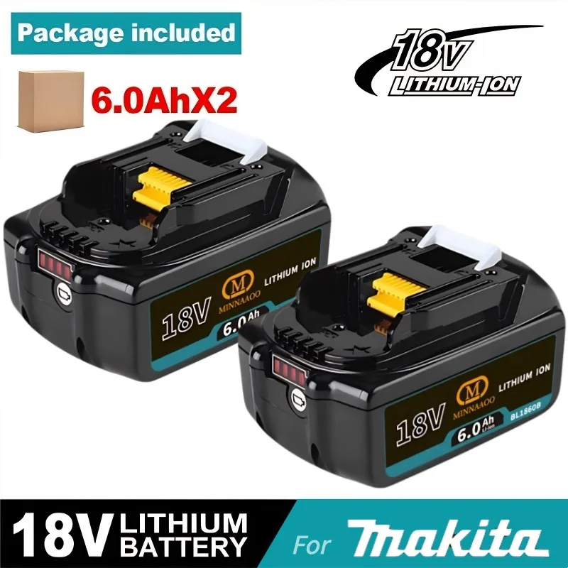 

Original For Makita Rechargeable Power Tool Battery, Replaceable LED Lithium-ion, 6.0 Ah 18V LXT BL1860B BL1860BL1850 BL1830