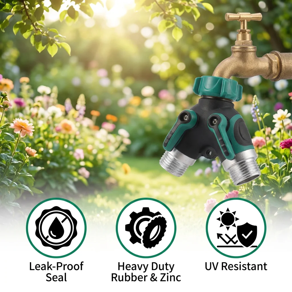 Y-Shaped Diverter One-In-Out Rubber Coated Separate Control Irrigation Connector for Garden Watering Systems