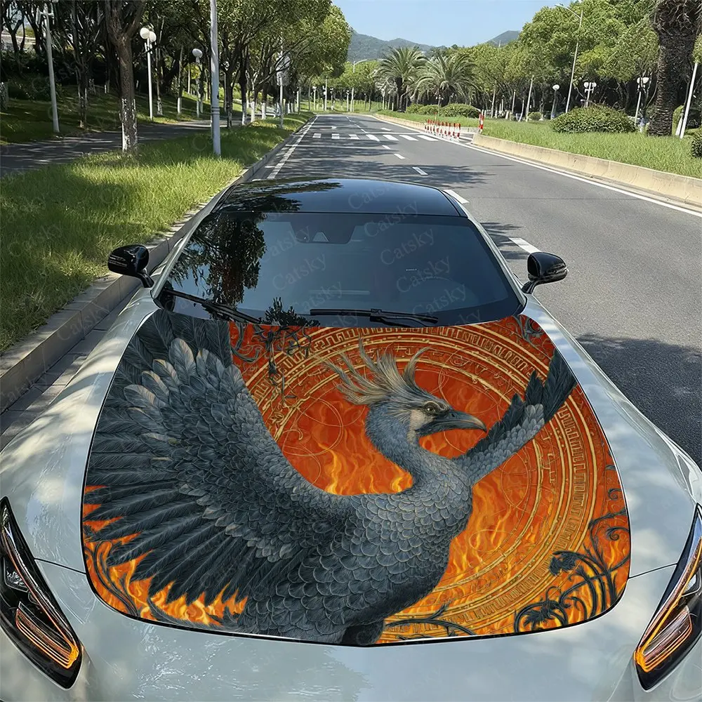 Phoenix Bird Car Hood Film Stickers, Fashion Graphic Design Stickers, PVC Waterproof And Wear-resistant Decorative Stickers, Sho
