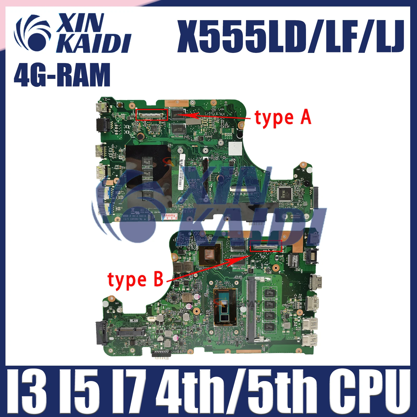 

X555L A555L K555L F555L Mainboard For ASUS X555LD X555LP X555LB X555LN X555LI X555LF X555LJ X555LDB Laptop Motherboard i3 i5 i7