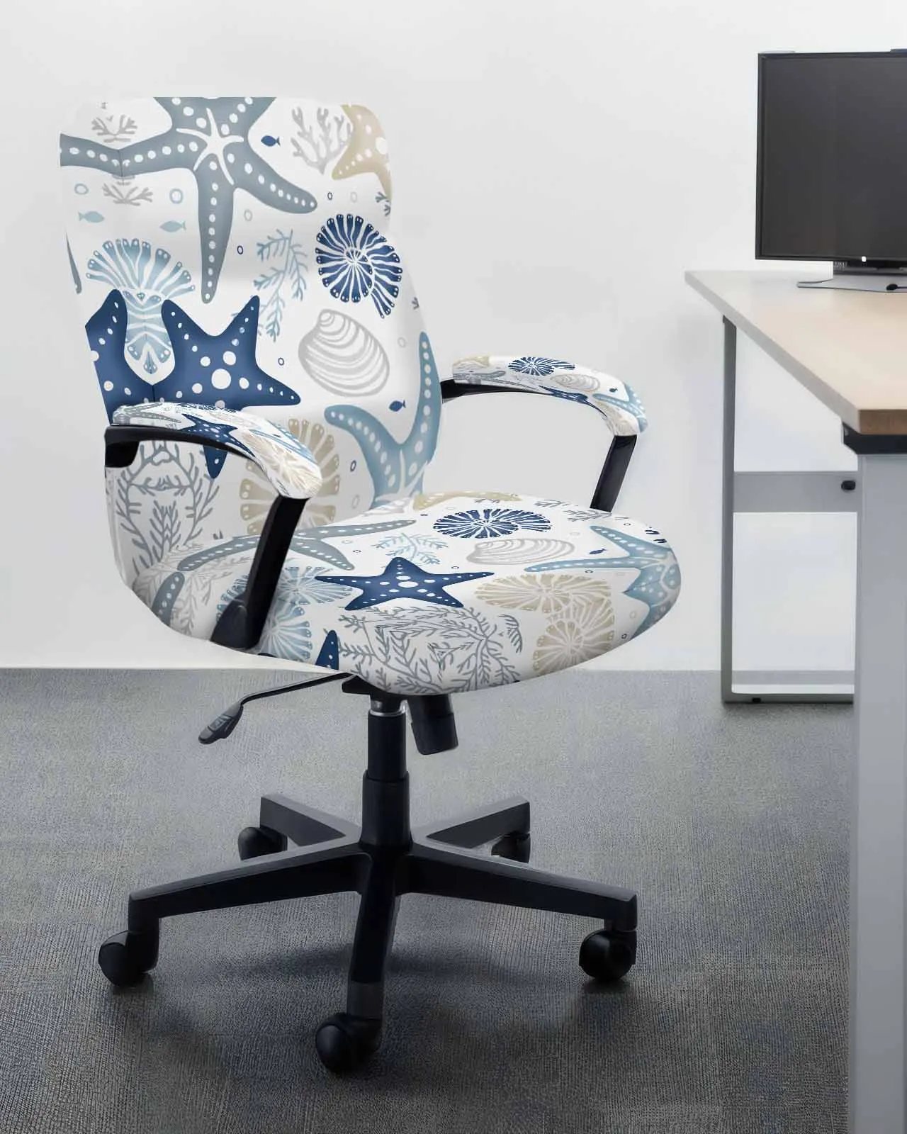 Marine Organisms Corals Starfish Shells Elastic Office Chair Cover Gaming Computer Chair Armchair Protector Seat Covers