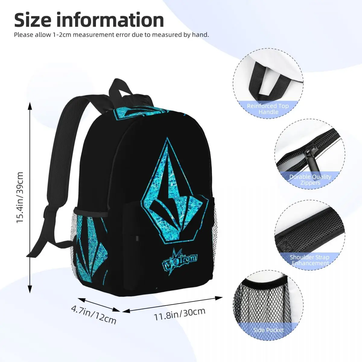 Half Diamond Volkom Backpack Student Boys Girls BookBag Men Women School Bag Computer Shoulder Bags