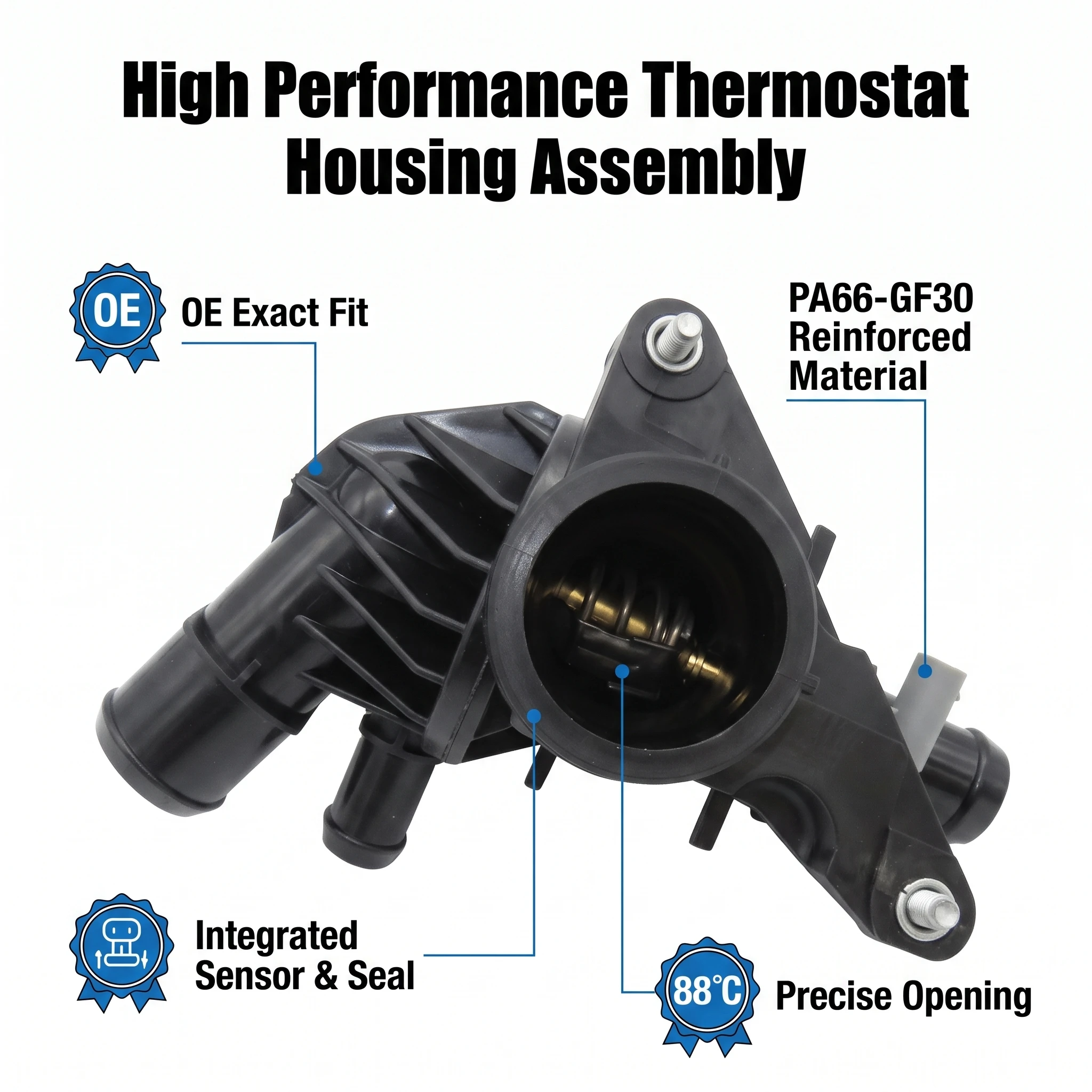 Engine Coolant Thermostat Housing Assembly GK3Q-9K478-CA KK3Q-9K478-BA for Ford Transit Ranger 2.0 EcoBlue 2350518 2037004
