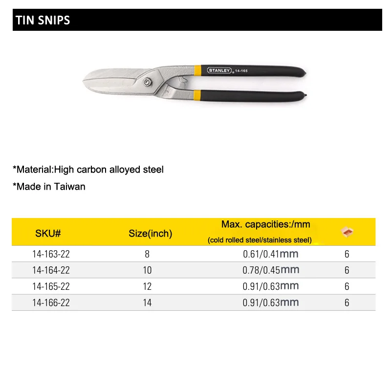 Imagem -06 - Stanley Tesoura Multiuso de Peça para Chapa de de Alumínio Estanho Snips Universal Aparador de Tesoura de Corte de Metal Ferramenta Aço Inoxidável