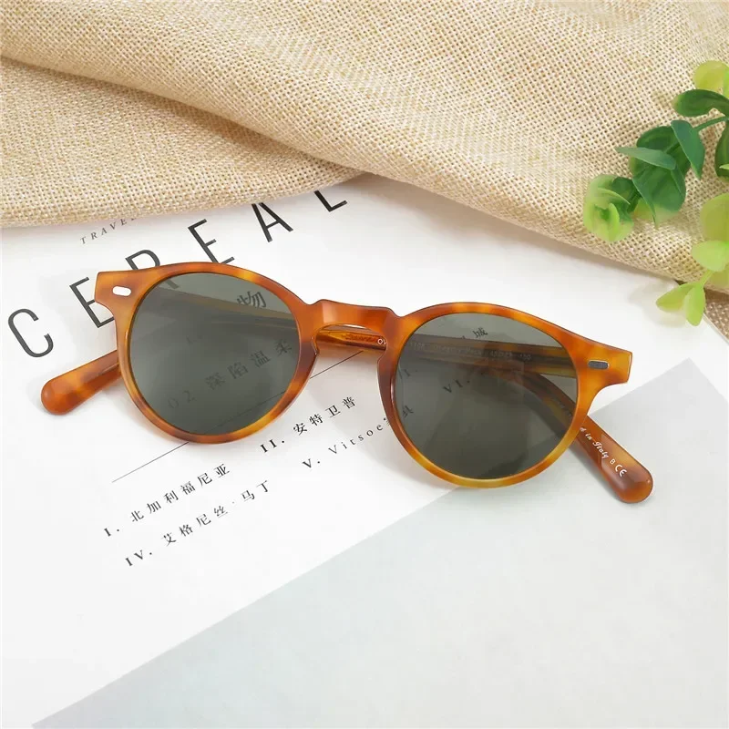 Gregory Peck Vintage Polarized Sun Glasses OV5186 Clear Frame Sunglasses Brand Designer Men Women OV 5186 Gafas Oculos with case