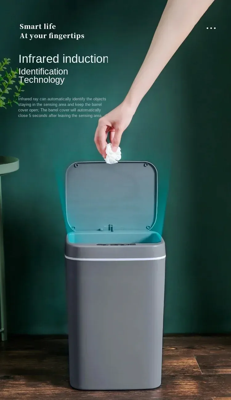 16L Automatic Sensor Trash Can Electric Touchless Smart Bin Kitchen Bathroom Waterproof Bucket Garbage With Lid Home Wastebasket