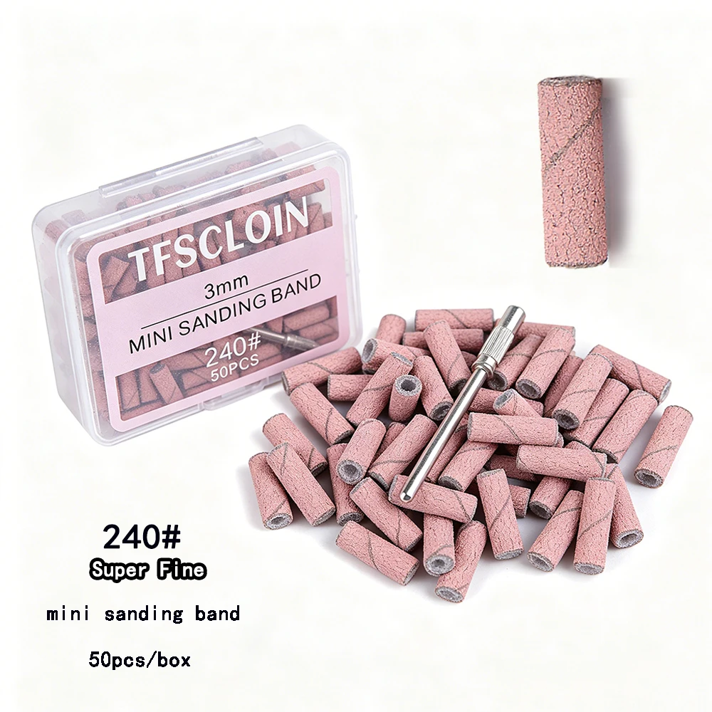 3mm Nagelschleifbänder-Set 80/120/180/240 Körnung Mini-Nagelbohrer Elektrisches Nagelfeilen-Zubehör Polierwerkzeug für Maniküre – Detail 9