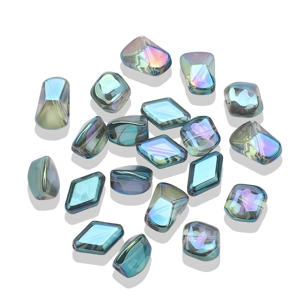 20Pcs Mix Glass Irregular Beads Charm Twist Square Shape Crystal Pendant For DIY Making Craft Metrial Jewelry Necklace Earing