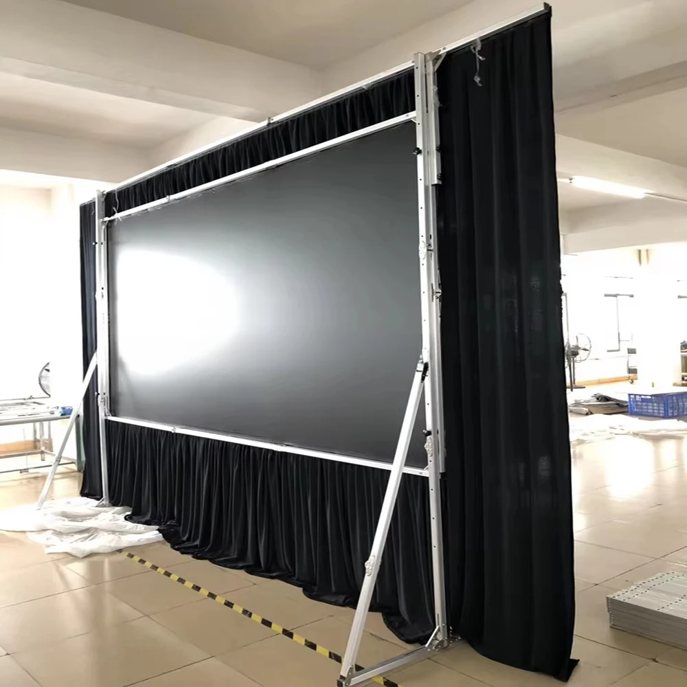 Outdoor Projector Screen with Stand Front and Rear Projection Fast Fold Screen with Drape Kits