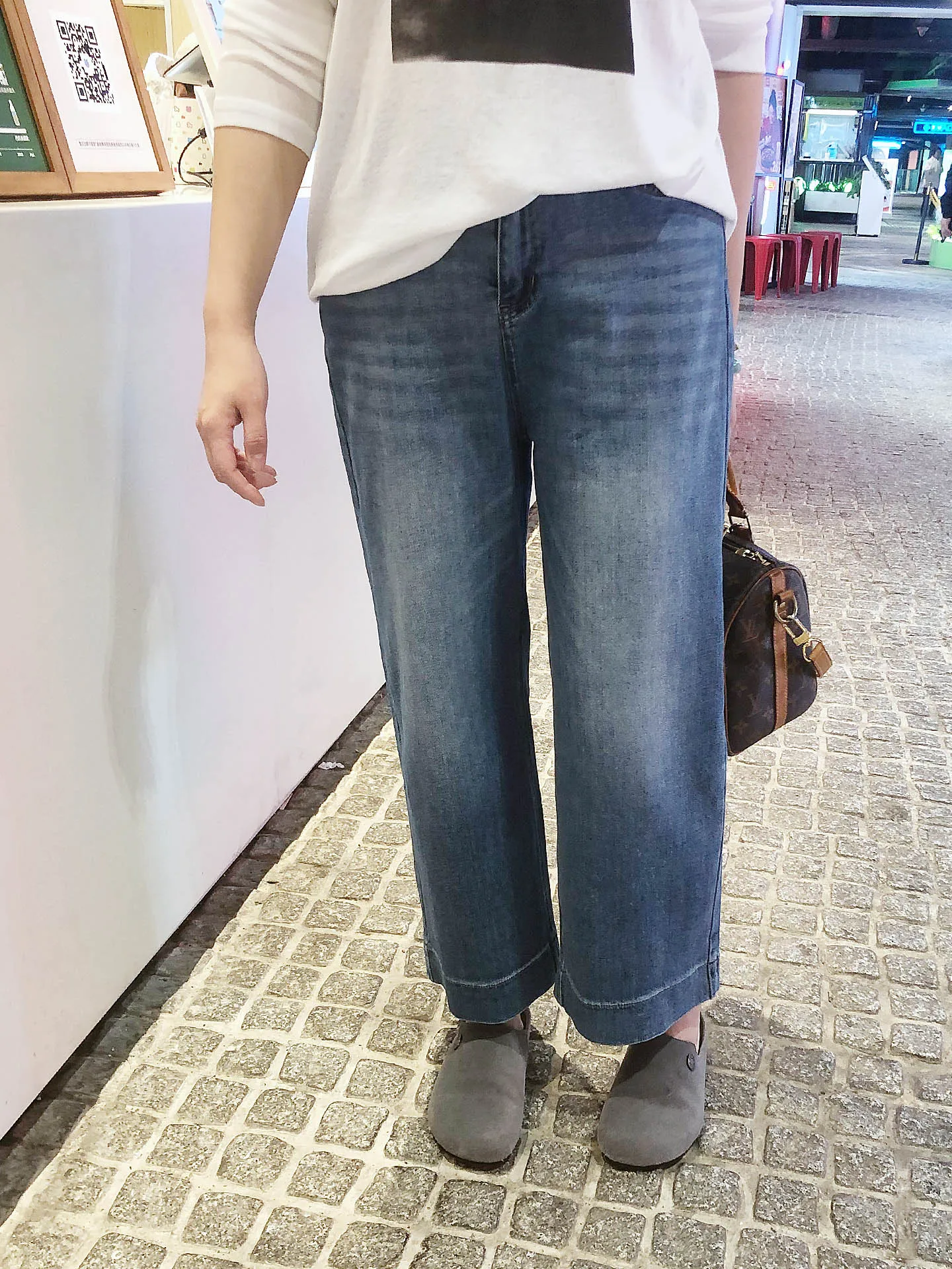 

Свободные джинсы с широкими штанинами, высокой талией, из хлопкового стрейч-денима, женские, больших размеров, прямого кроя, брюки-клеш