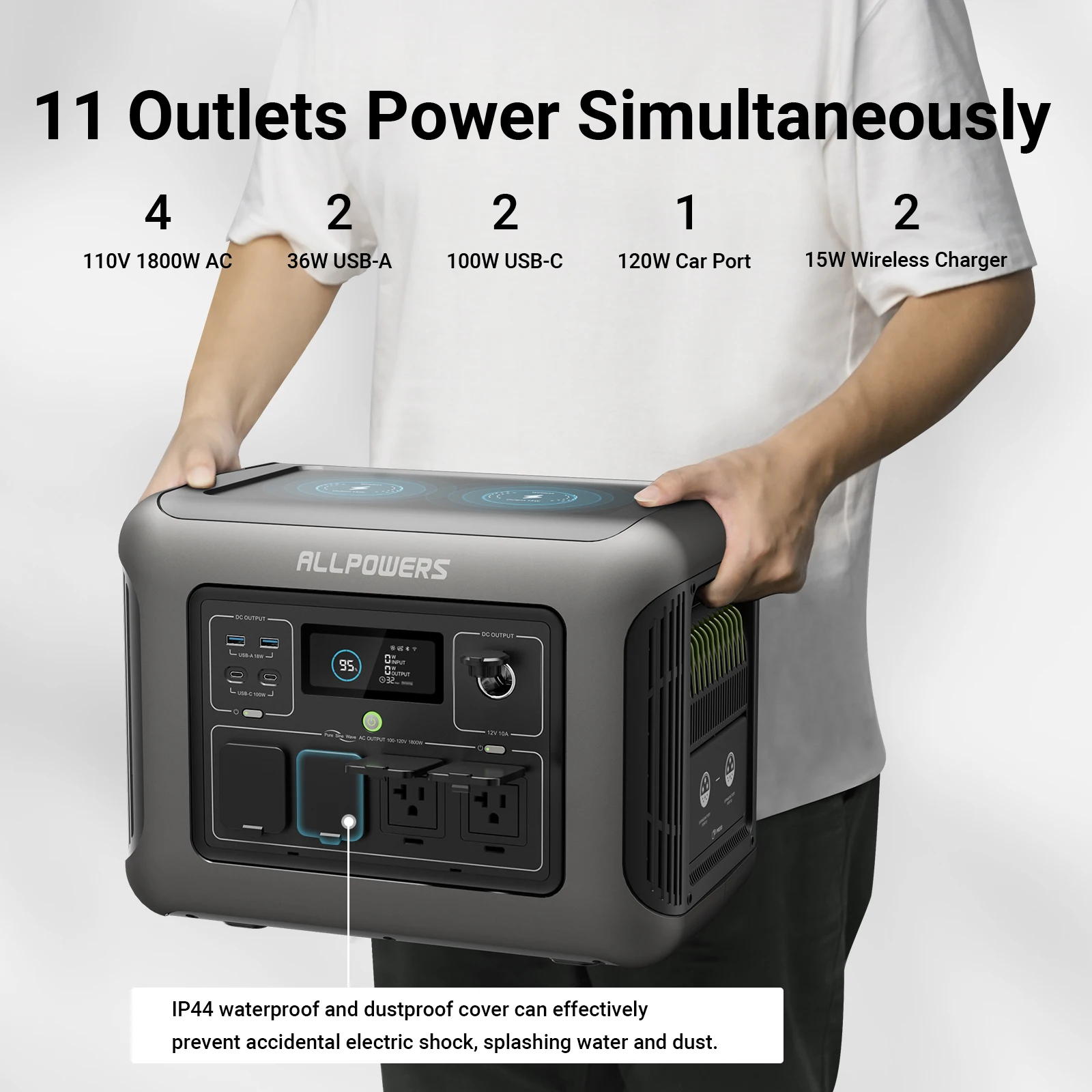 Portable Power Station 1152Wh LiFePO4 UPS Power Supply 15ms Switchoverfor Blackout Emergency Refrigerator