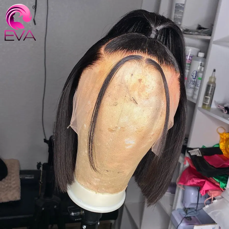 

Eva Hair 13x6 Short Bob Wig Straight Human Hair Wig 13x6 Lace Frontal Wig Pre Plucked Glueless Brazilian Hair Bob Wigs For Women