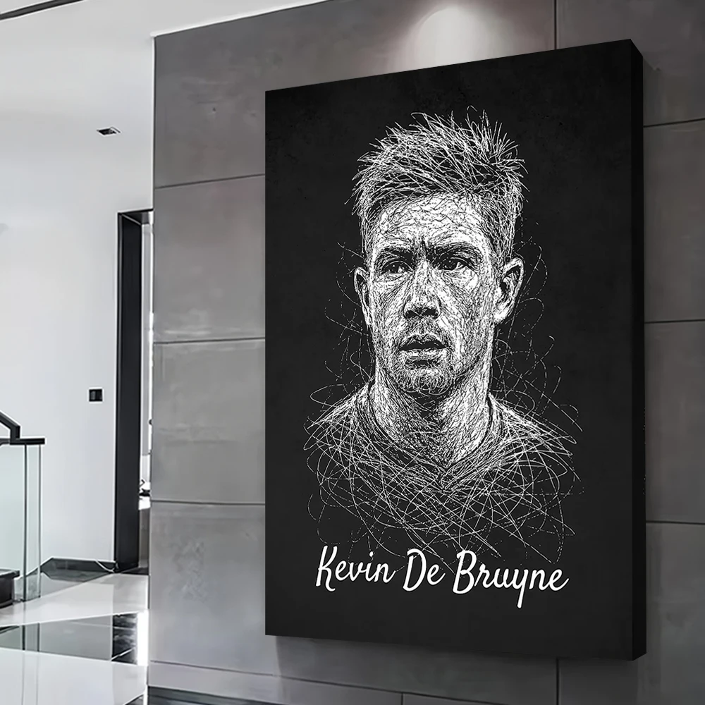 Kevin De Bruyne Portrait Scribble Art Poster Customizable Printed Canvas Painting Wall Art Gift for Decoration Home Decor Items