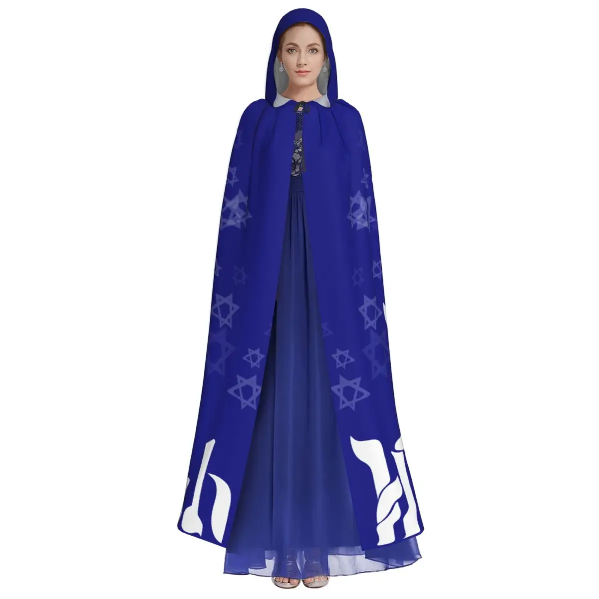 Adult Vampire Cape Hooded Robe Israel Jewish Nine Candlestick Candelabrum Halloween Cloak Full Length Cosplay