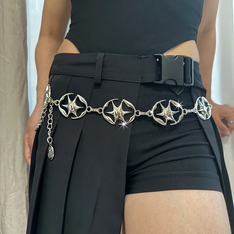 Falda de moda, cinturón decorativo para traje para mujeres y niñas, cadena de cintura de Metal de alta calidad, cinturón ajustable Punk, accesorios de ropa