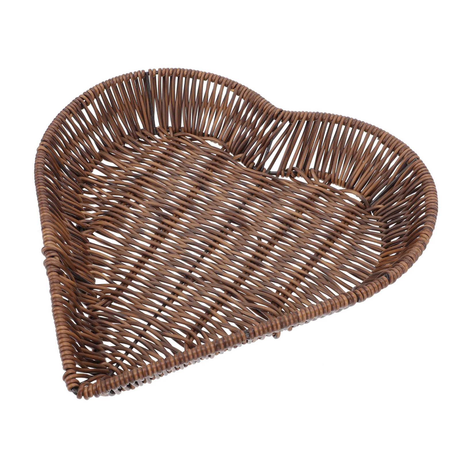 

Creative Imitation Rattan Fruit Storage Basket PP Woven Decorative Holder Heart Shaped Functional Bedroom Hotel Home Use