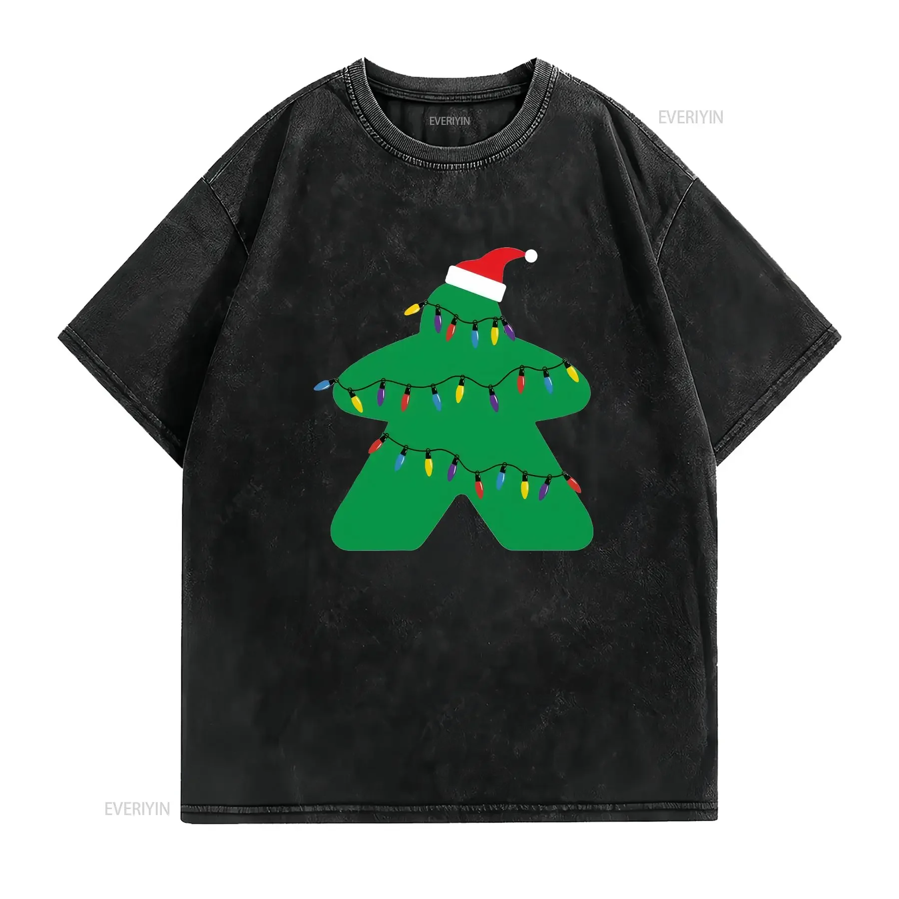 Christmas Lights Meeple T Shirt Board Games Art Tabletop Gaming Dnd Geek Dice Unique Black Funny Top Gamer Cool Cards vintage