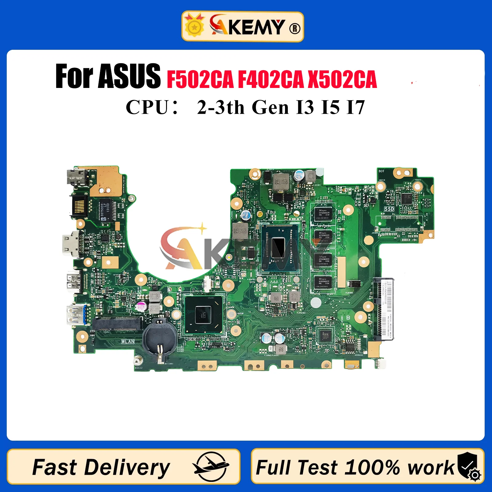 

X502CA Материнская плата для ноутбука ASUS VivoBook X502C F502CA F402CA X502CA Материнская плата для ноутбука с процессором I3 I5 I7 100% tests OK stk
