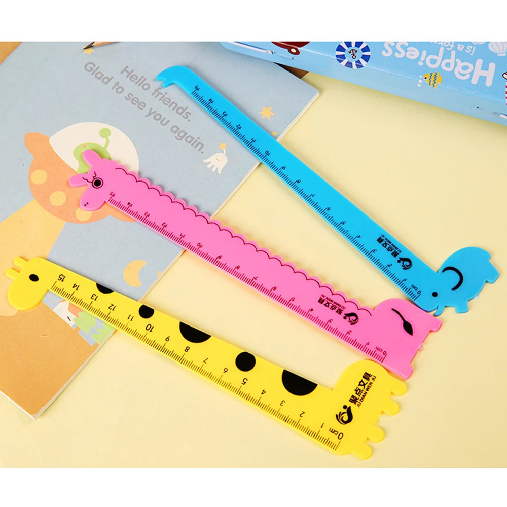 1/2/3PCS Creative Practical Children's Stationery Random Color Shape Cute Animal 15CM Scale Ruler
