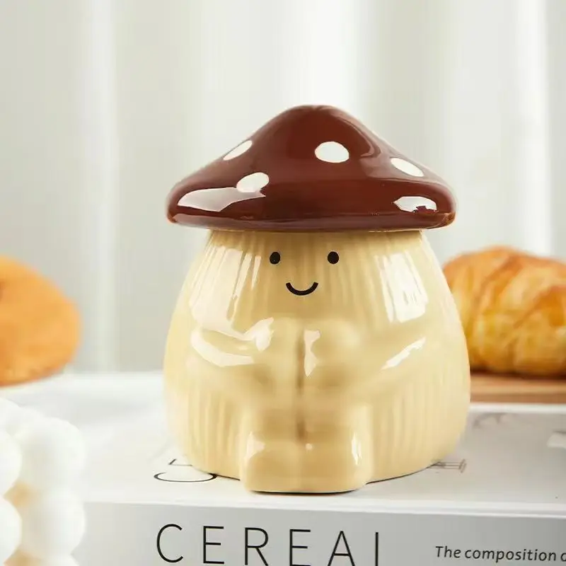 

Cute Mushroom Ceramic Mug With Lid Creative Couple's Cup Latte Mug Milk Cup Oat Cup Breakfast Cups Home Drinking Cups Tea Cups