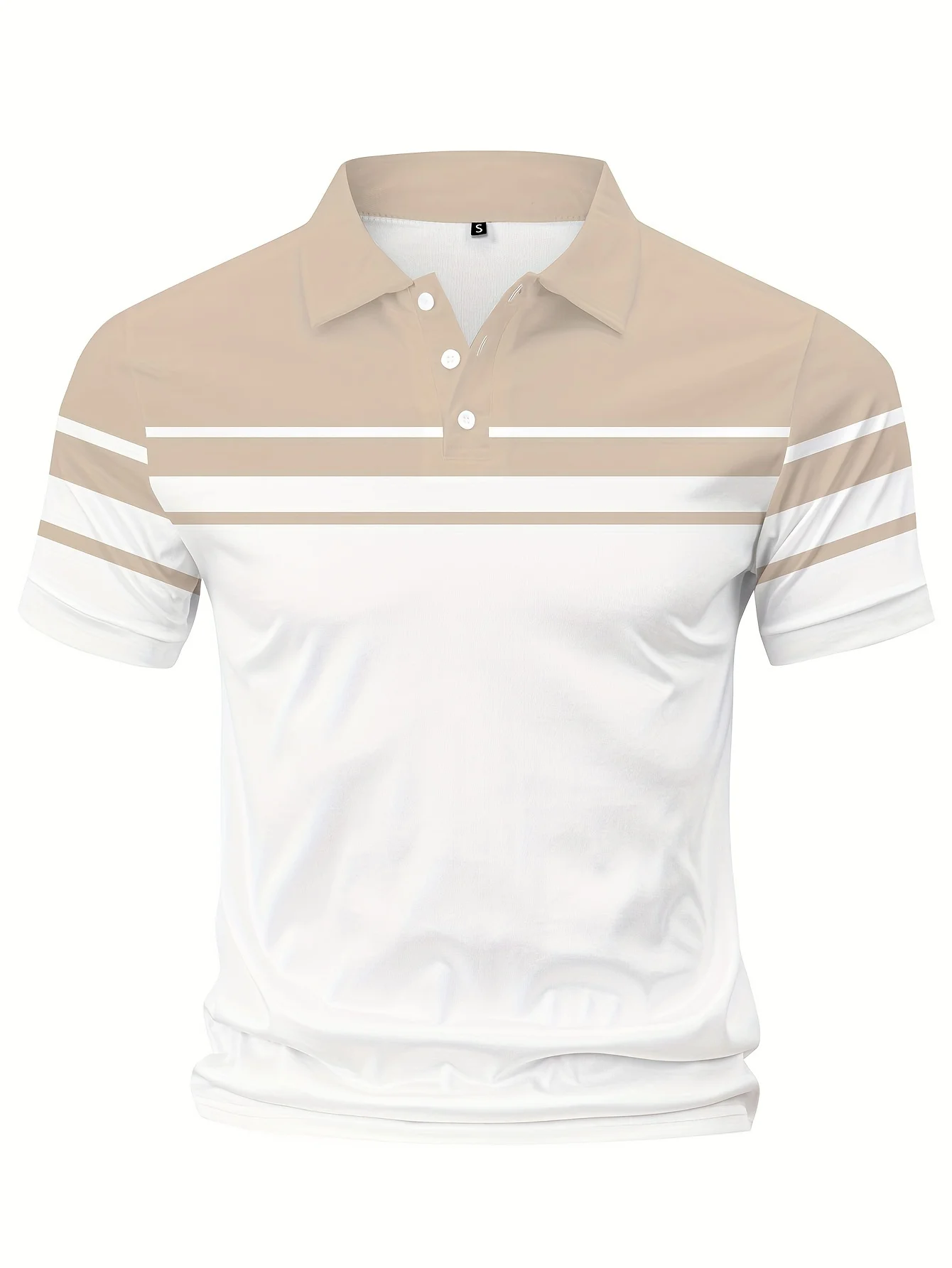 New men's short-sleeve polo shirt T-shirt, loose-fitting and tailored with printed patterns, versatile basic crew-neck top suita