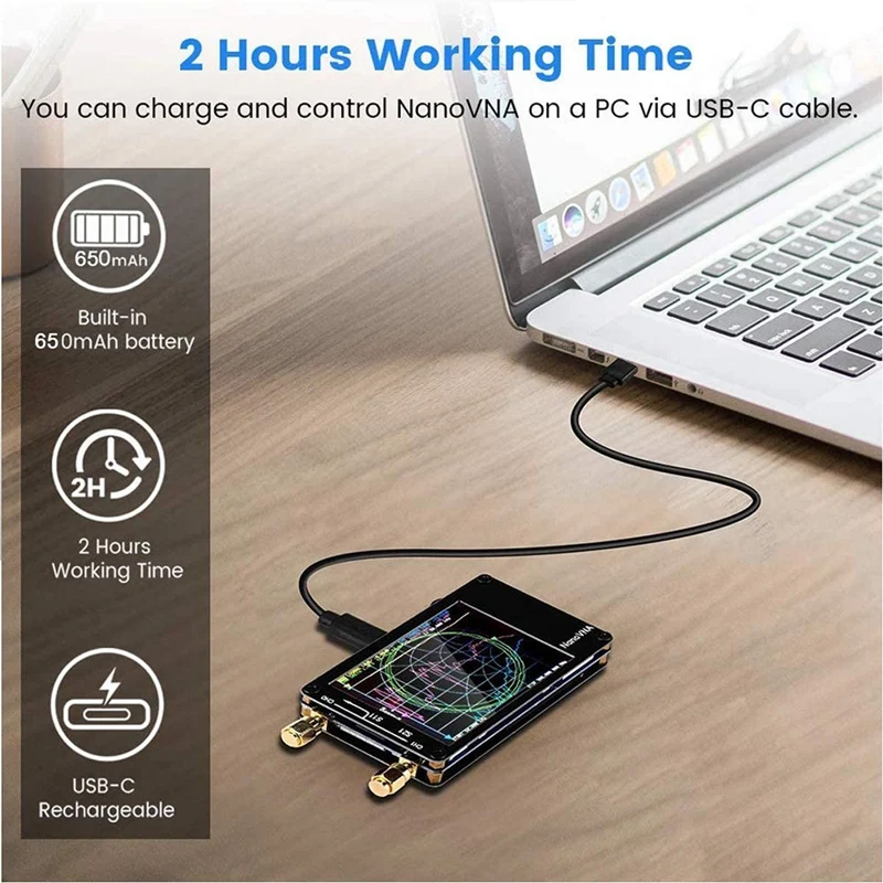 Used For Nanovna Vector Network Analyzer Press Screen  Vhf Uhf 50Khz-900Mhz Antenna Analyzer Rechargeable Rf Demo Kit